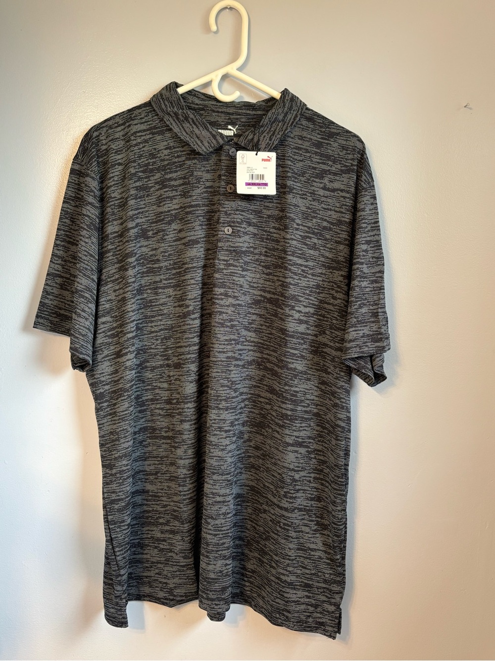 PUMA Golf Men's Icon Heather Polo Shirt – Gray & Black Space Dye. Sz XXL. NWT